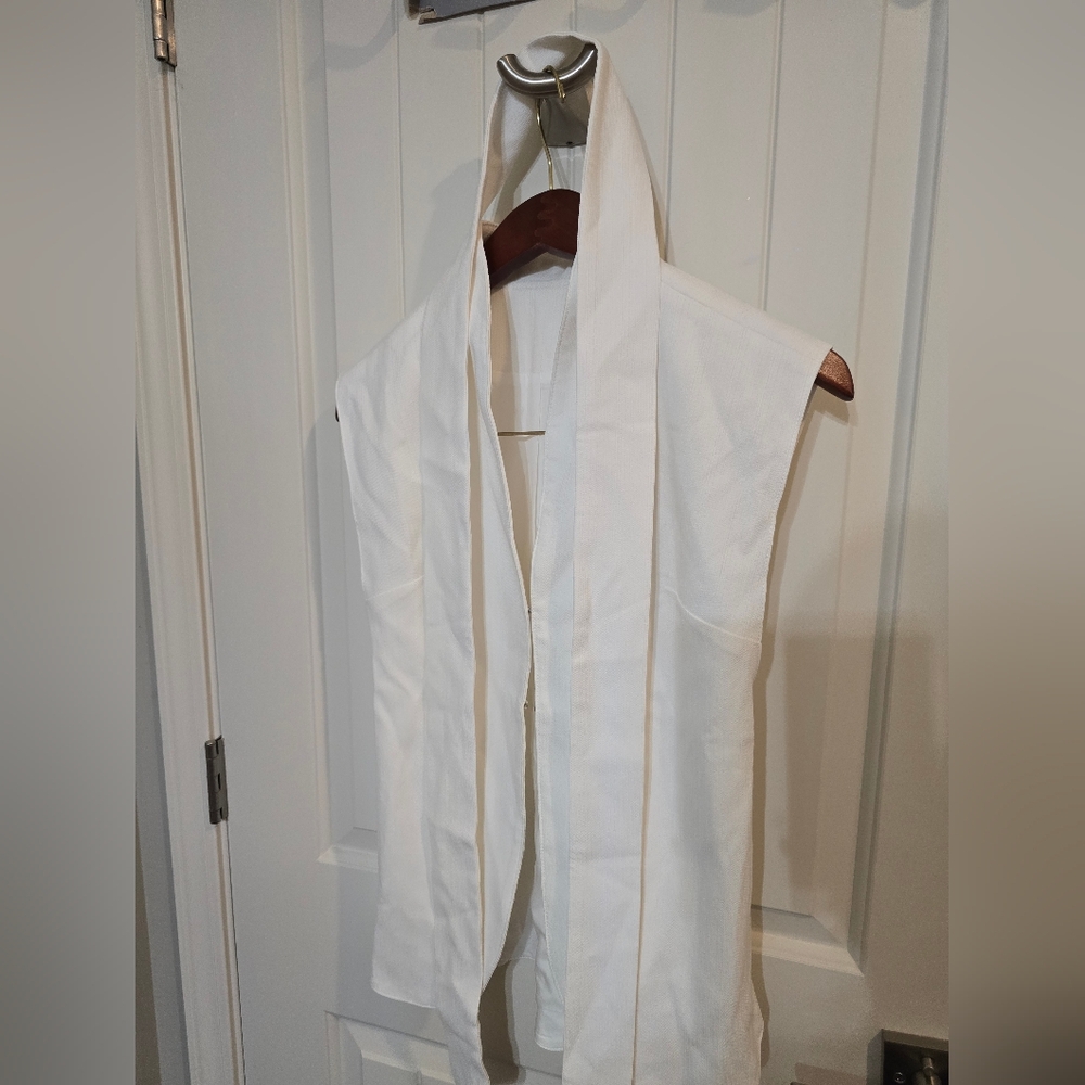NWT Commense White Sleeveless Vest Top Blouse Tie Waist Belted Xs Old Money - Picture 7 of 10